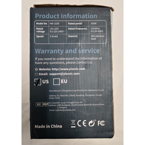 YISSVIC Electric Hand Mixer HM-1030 350W 5-Speed Stainless Steel Beaters Dough H - Picture 3 of 13